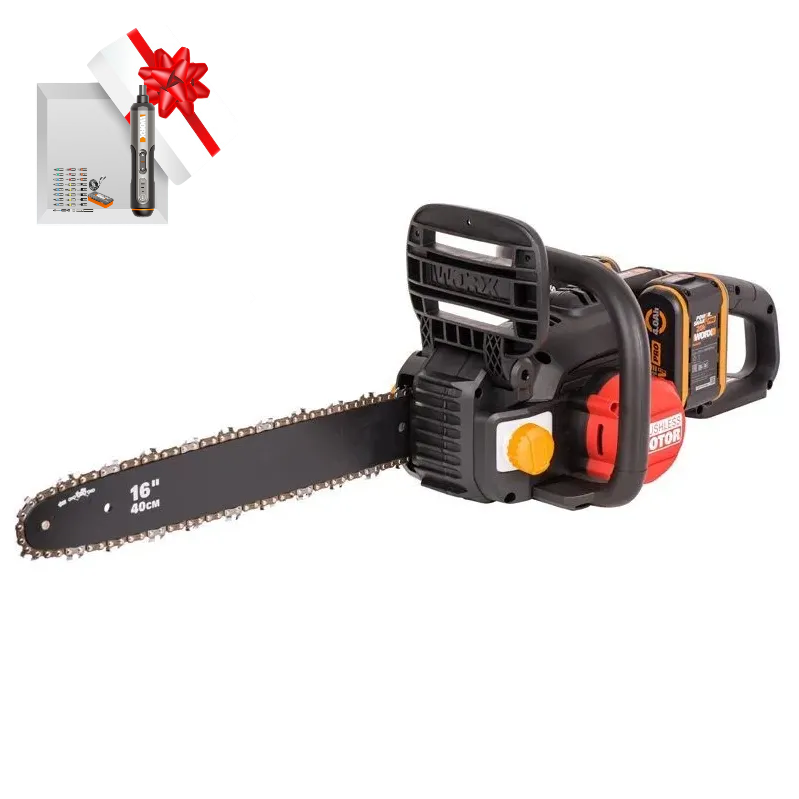 Пила цепная компактная WORX NITRO WG385E 40V 40см аккумуляторная бесщеточная, с 2хАКБ на 4 А*ч и ЗУ